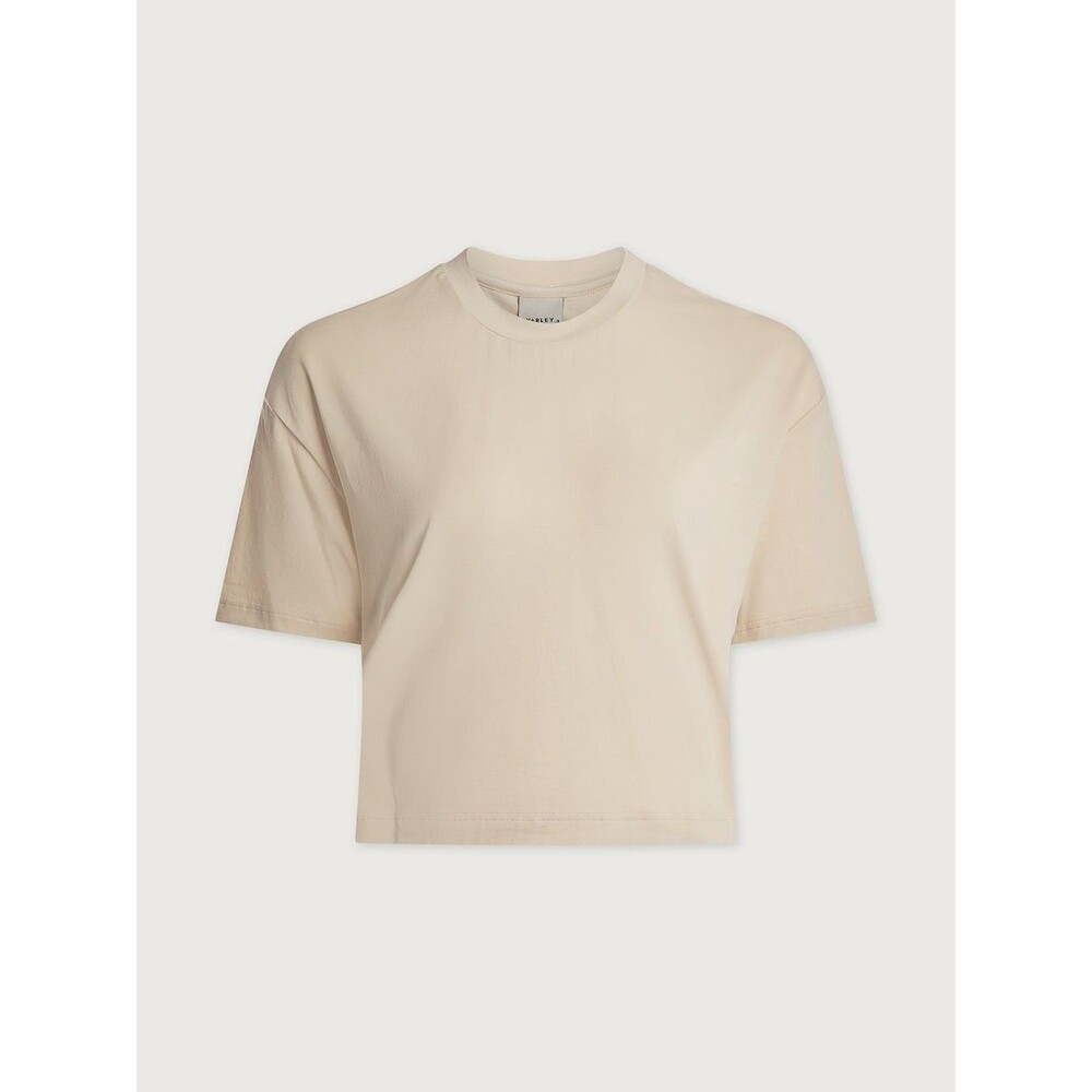 Varley Women's Venice Easy Cropped Short Sleeve Tee Shirt Size S Oatmeal NWT